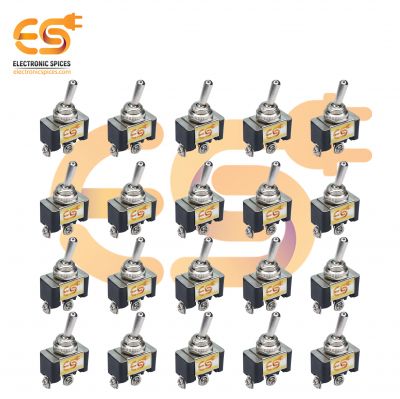6Amp 250V 2 Pin Mini Toggle Switch ON / OFF, Black Color 20pcs